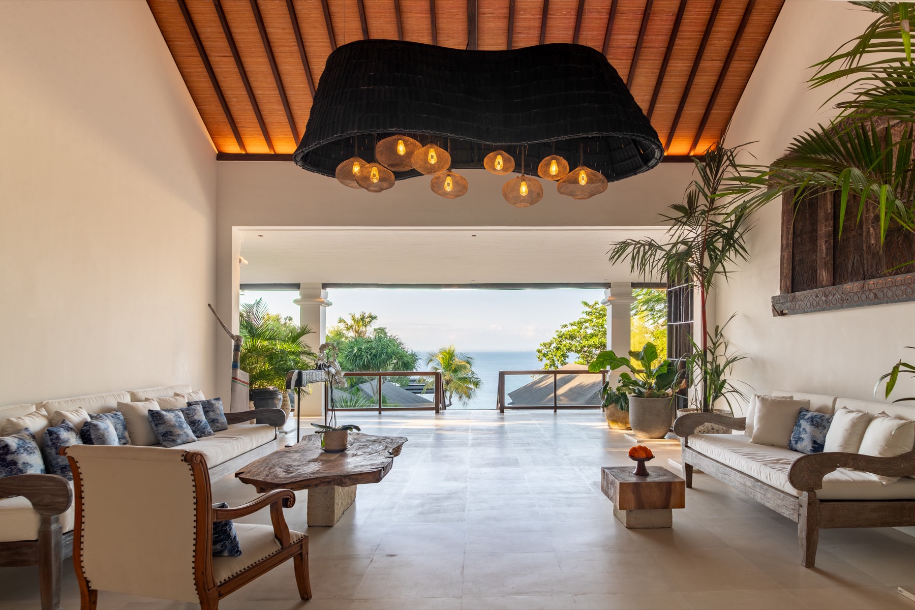 Open-air lounge with ocean view